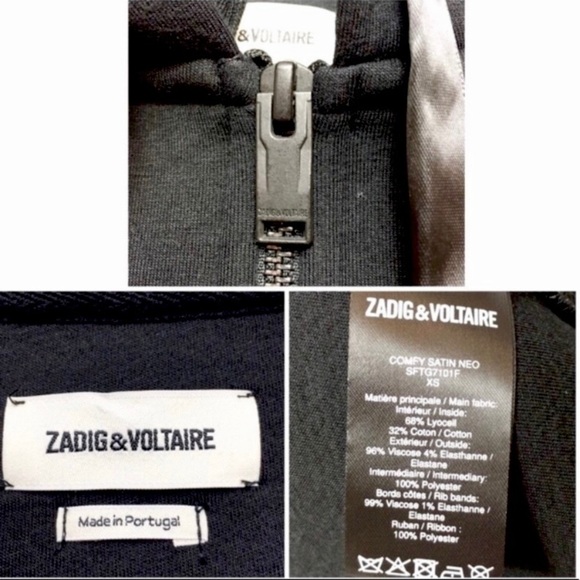 ZADIG & Voltaire Neo Zip Up Heavy Jersey Hood Jacket in Black - Picture 7 of 10